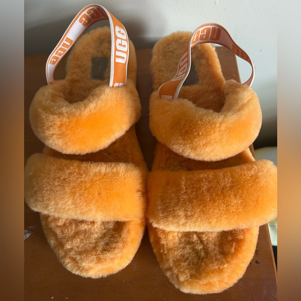 UGG Vibrant Orange Fluffy Slippers